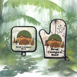 Bester Camper-Vater Wald Zelt Vater-Tag Ofenhandschuh & Topflappen-Set