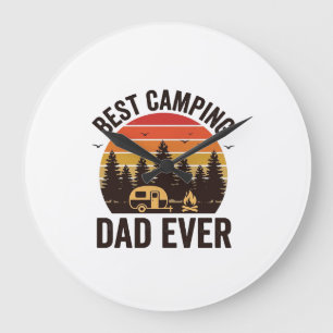 Bester Camping-Vater Aller Zeiten Vintage Camping  Große Wanduhr