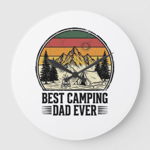 Bester Camping-Vater Aller Zeiten Vintage Outdoor- Große Wanduhr