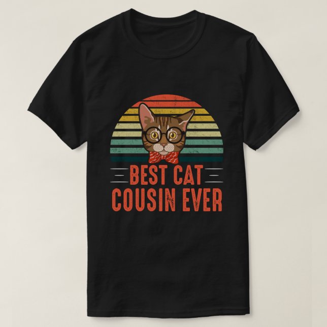 Bester Cat COUSIN je Retro Vintag T-Shirt (Design vorne)