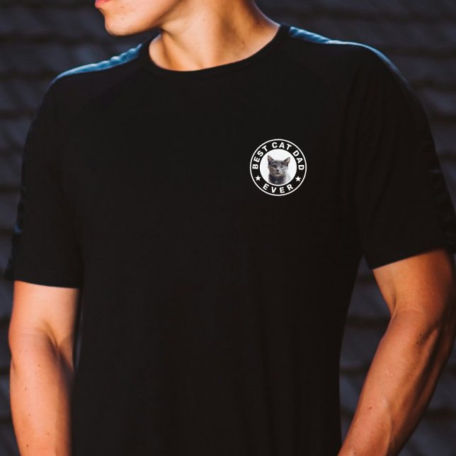 Bester Cat Hund Vater je benutzerdefiniertes Foto  T-Shirt (Von Creator hochgeladen)