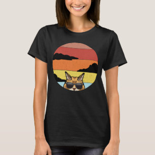 Bester Cat Pater Maine Coon je Retro Cat Peeking T-Shirt