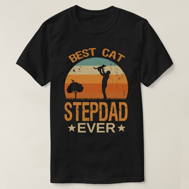 Bester Cat STEPDAD je Retro-Vintag T-Shirt (Design vorne)