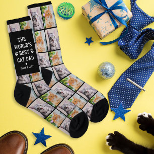 Bester Cat Vater Custom Pet FotoCollage Socken