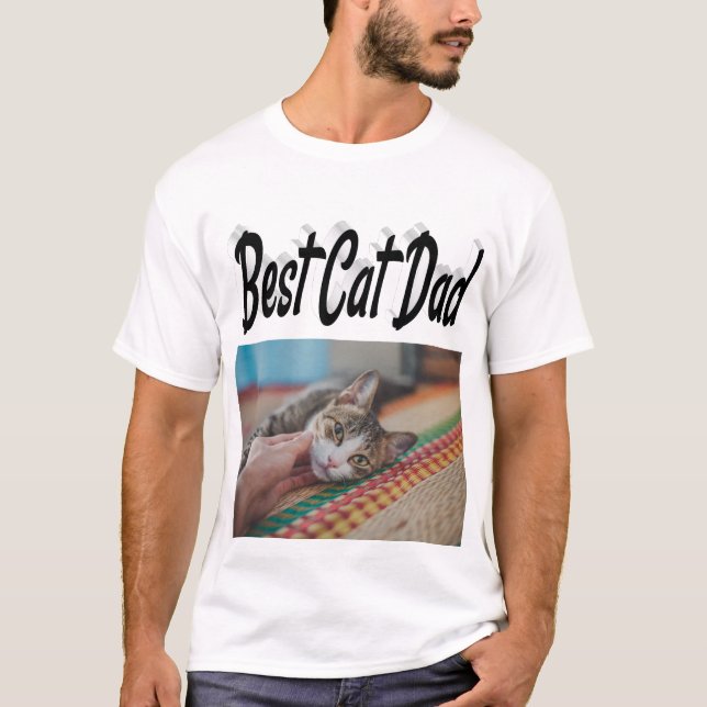 Bester Cat Vater Foto Schwarzer T - Shirt (Vorderseite)