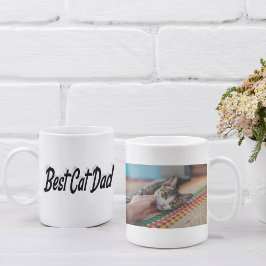 Bester Cat Vater Foto Schwarzer Text Kaffeetasse