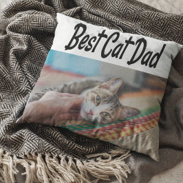 Bester Cat Vater Foto Schwarzer Text Kissen