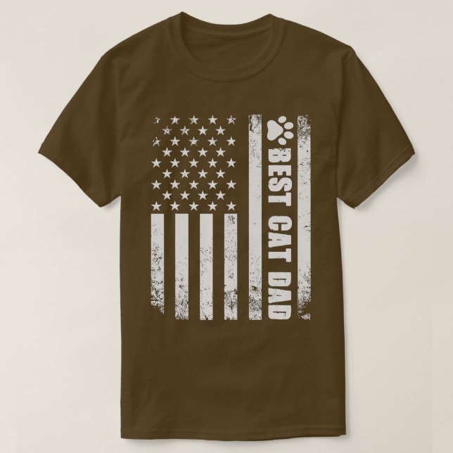 Bester Cat Vater je amerikanische Flag Camouflage  T-Shirt (Design vorne)