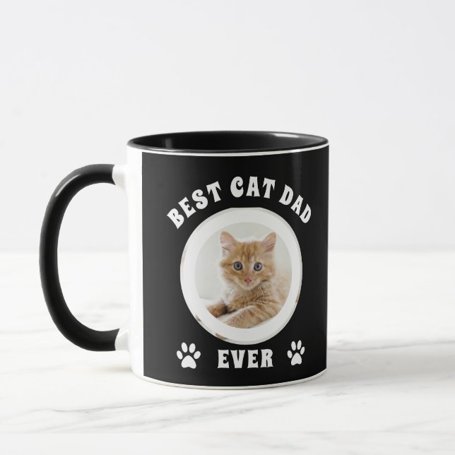 Bester Cat Vater je benutzerdefiniertes Foto Perso Tasse (Links)