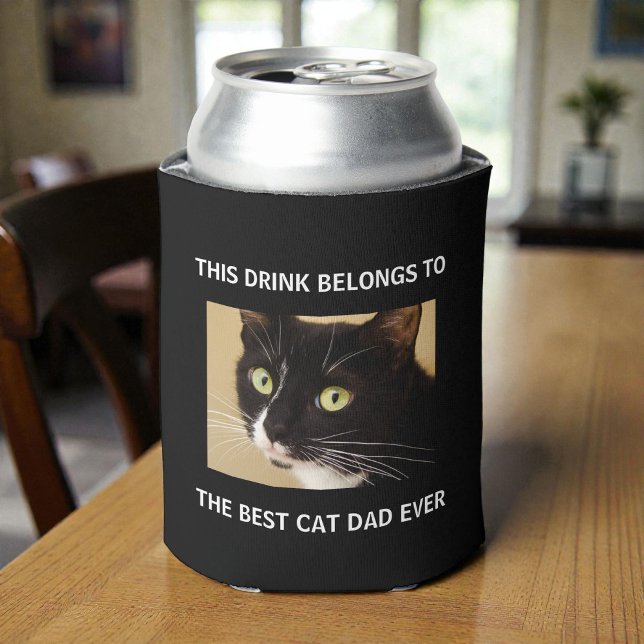 Bester Cat Vater je benutzerdefiniertes Foto Schwa Dosenkühler (Best Cat Dad Ever Custom Photo Black Can Cooler)