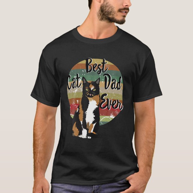 Bester Cat Vater je Calico Vater's Day Geschenk Fu T-Shirt (Vorderseite)