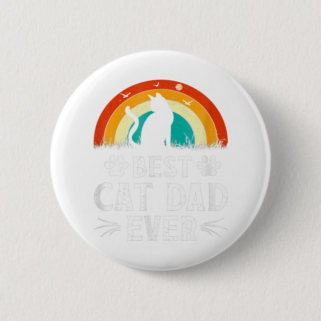 Bester Cat Vater je Cat Lover Witziger Vater Tag Button (Vorderseite)