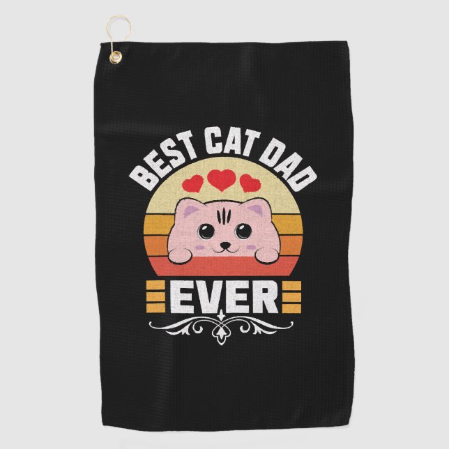 Bester Cat Vater je Golfhandtuch (Vorderseite)