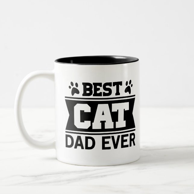 Bester Cat Vater je individuelles Cat Foto Zweifarbige Tasse (Links)