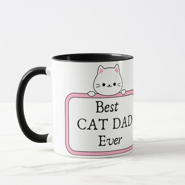 Bester Cat Vater je Modernes, benutzerdefiniertes  Tasse (Links)