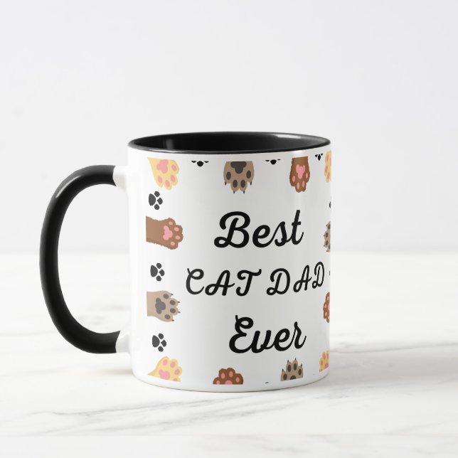 Bester Cat Vater je Modernes, benutzerdefiniertes  Tasse (Links)