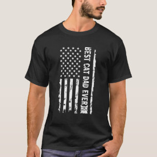 Bester Cat-Vater je US-amerikanische Flagge für Va T-Shirt