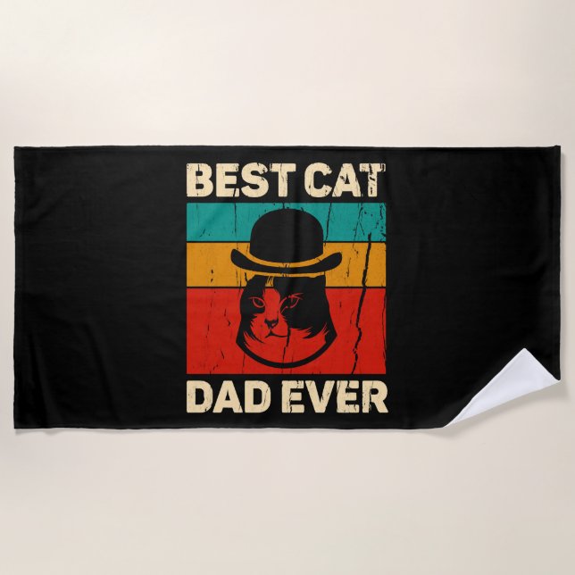Bester Cat Vater je Vatertag Geschenk Strandtuch (Vorderseite)