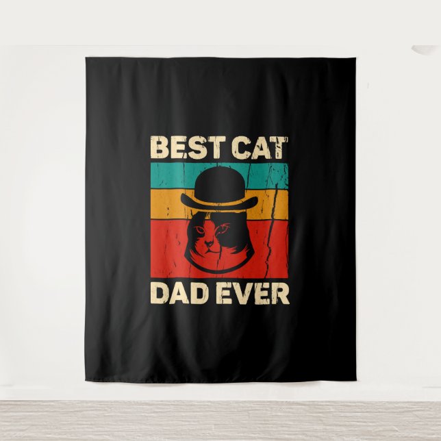 Bester Cat Vater je Vatertag Geschenk Wandteppich (Vorderseite)
