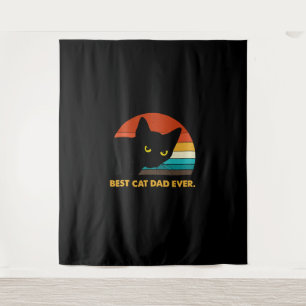 Bester Cat Vater je Vintag T Shirt Black Cat Daddy Wandteppich