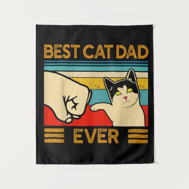 Bester Cat Vater je | Witziges Geschenk für Vater Wandteppich (Vorderseite)