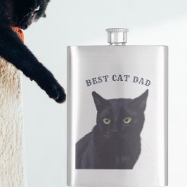 Bester Cat Vater Niedlich Black Kitty Vatertag Fla Flachmann