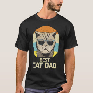 Bester Cat Vater Sonnenbrille Retro Funny Vathers  T-Shirt