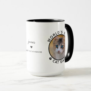 Bester Cat Vater Zwei Fotos Moderne Typografie Tasse