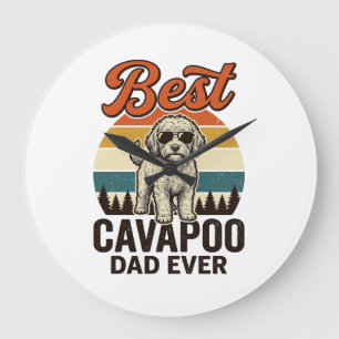 Bester Cavapoo-Vater aller Zeiten Vintage-Hund-Shi Große Wanduhr