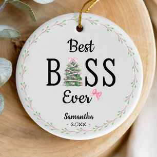 Bester Chef aller Zeiten Kollege Kranz Weihnachtsb Keramik Ornament