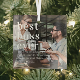 Bester Chef aller Zeiten   Zitat & Foto-Geschenk  Ornament Aus Glas