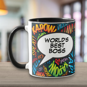 Bester Chef der Welt Lustiger Retro-Comic-Book-Pop Tasse