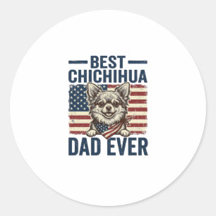 Bester Chihuahua-Vater Aller Patrioten Hund-Shirt- Runder Aufkleber