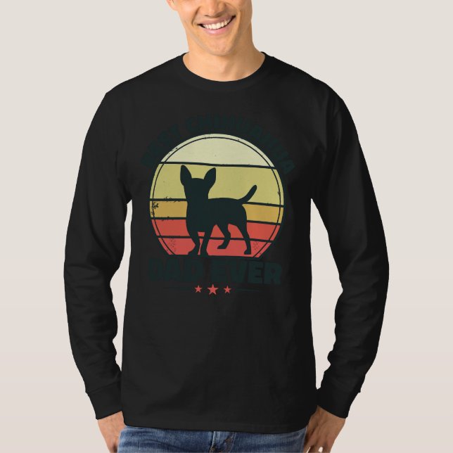Bester Chihuahua Vater je Retro Chihuahua Welpe Hu T-Shirt (Vorderseite)