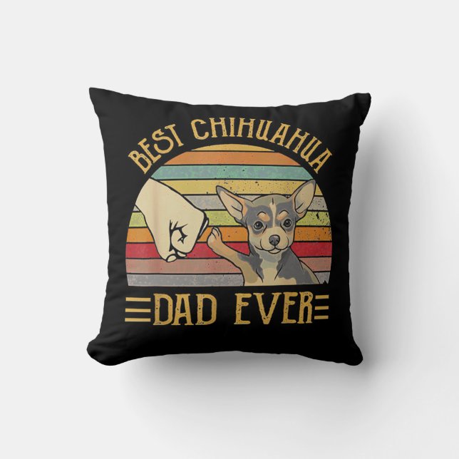 Bester Chihuahua Vater je Retro Vintag Kissen (Vorderseite)