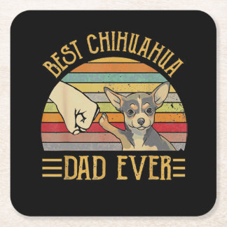 Bester Chihuahua-Vater je Retro-Vintager Sonnenunt Rechteckiger Pappuntersetzer
