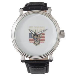 Bester Chihuahua-Vater überhaupt Vintage-patriotis Armbanduhr