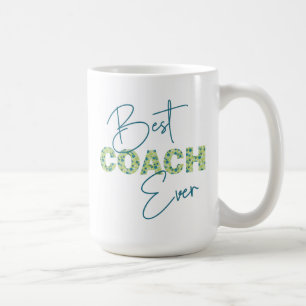 Bester Coach je Aquamariner Blumentext Personalisi Kaffeetasse