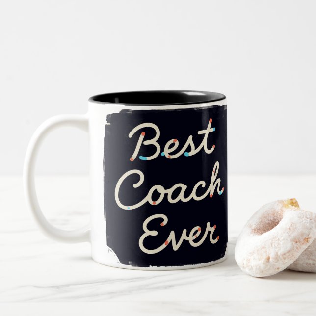 Bester Coach je Personalisierte Wertschätzung Zweifarbige Tasse (Mit Donut)