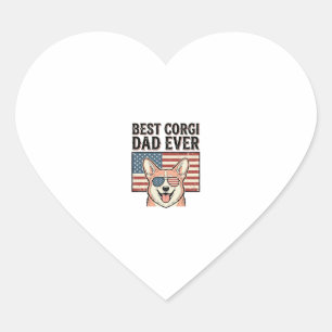 Bester Corgi-Vater Aller Patriotischer Vintage-Hun Herz-Aufkleber