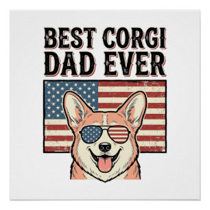 Bester Corgi-Vater Aller Patriotischer Vintage-Hun Poster