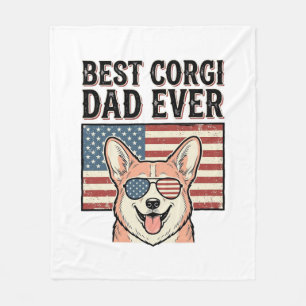 Bester Corgi-Vater Aller Zeiten Patriotisches Vint Fleecedecke
