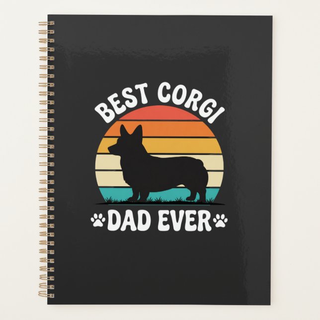 Bester Corgi-Vater Aller Zeiten Retro Hund Planer (Vorderseite)