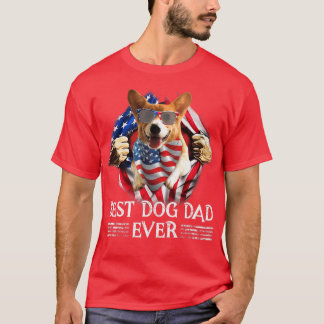 Bester Corgi Vater je amerikanische Flagge 4. Juli T-Shirt