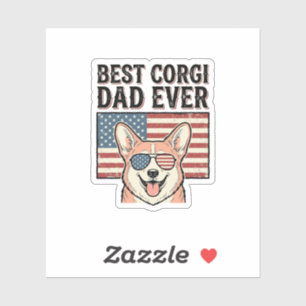 Bester Corgi-Vater jemals Patriotisches Vintage-Hu Aufkleber