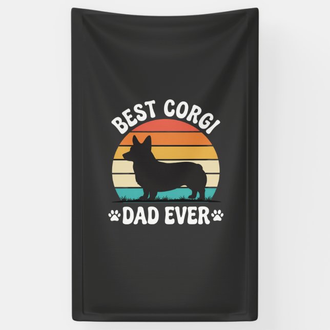 Bester Corgi-Vater überhaupt Retro-Hund Banner (Vertikal)