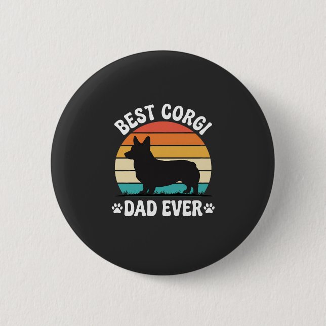 Bester Corgi-Vater überhaupt Retro-Hund Button (Vorderseite)