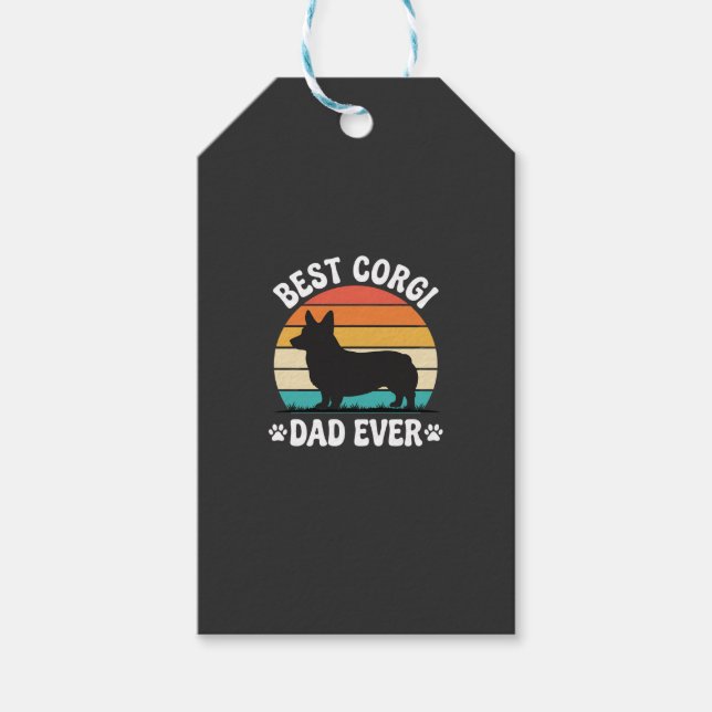 Bester Corgi-Vater überhaupt Retro-Hund Geschenkanhänger (Vorderseite)