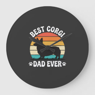 Bester Corgi-Vater überhaupt Retro-Hund Große Wanduhr