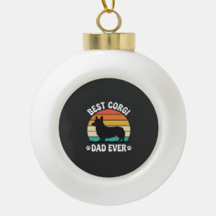 Bester Corgi-Vater überhaupt Retro-Hund Keramik Kugel-Ornament